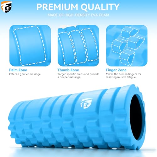 Image of FirstFit Foam Roller for Deep Tissue Muscle Massage Exercise Fitness and Pain Relief Equipment-Sky Blue