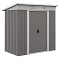 Outsunny 6' x 4' Metal Lean to Garden Shed, Outdoor Storage Shed, Garden Tool House with Double Sliding Doors, 2 Air Vents for Backyard, Patio, Lawn, Gray