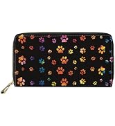 GIFTPUZZ Dog Paws Women Wallets Black Rfid Blocking Clutch Travel Shopping Purse for Girls Handba...