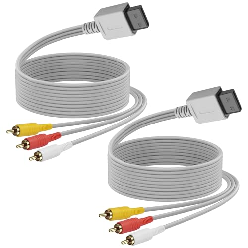 MEIRIYFA Cable de audio y vídeo AV para Wii y Wii U, 2 unidades de audio y vídeo AV RCA, cable de vídeo compuesto para consolas de sistemas de TV (1,8 m)