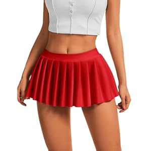 HomRain Women’s Mini Skirts Solid Colour Elastic Waist Sexy Super Short Pleated Skirt for Anime Club Party