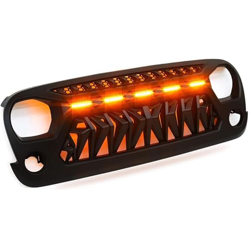 Image of Grill Compatible with The Following Models:Jeep Wrangler JK JUK 2007 2008 2009 2010 2011 2012 2013 2014 2015 2016 2017 2018 JK JUK Shark Grille