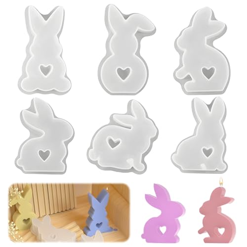 Stampi in silicone per Pasqua,6 pezzi Stampo Coniglio Pasquale Stampi per candele in silicone per Pasqua Stampi In Resina Epossidica Per Realizzare Ornamenti Pasquali