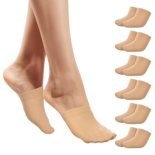 6 Pack No Slip Half Toe Socks for Women | Stay in Place & Invisible | Comfortable with Heel Grip | Low Cut Liner for Flats, Loafers, Sneakers