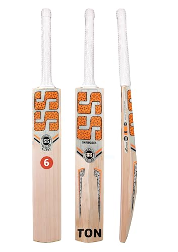 Image of Cricket Bat, Professional Grade Willow, Red and Black Design, Size 06 (Orange)