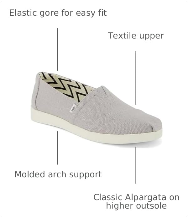 Image of TOMS Women's Alpargata Plus Slip On Espadrille, Textile Upper, Relaxed Fit, CloudBound Insole, Stretchy Easy On and Off