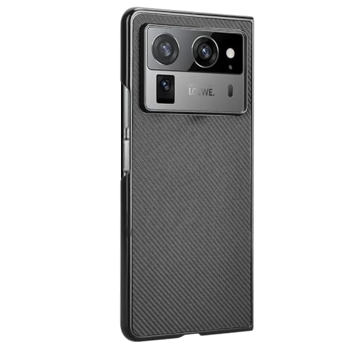 Image of for Tecno Phantom V Fold2 Case Carbon Fiber Texture Shockproof PU+PC Phone Cover - Black