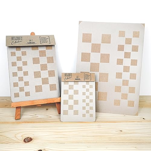 NAKLEO Painting Stencil for Crafts A5 15x21cm, Chessboard Square Retro Pattern - Image 4