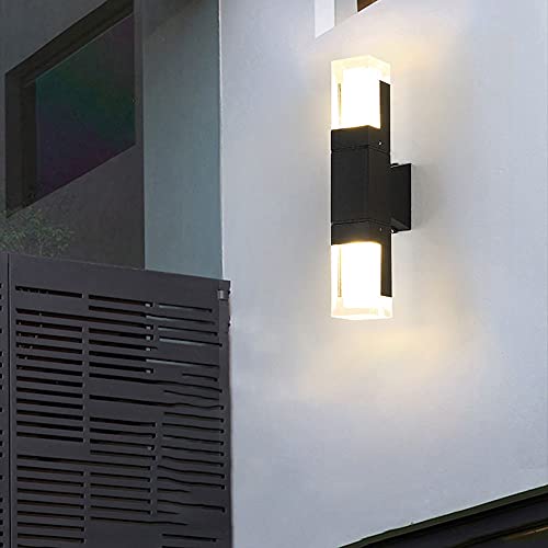 Applique d'extérieur à capteur LED en aluminium noir étanche IP54 pour mur de jardin