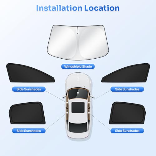 Image of Canvcle Sunshades for 2025 2026 Nissan Murano Accessories Windshield Sun Shade Side Rear Window Shade Cover Sun Visor Shield Privacy Protection for Camping Keep Vehicle Cool Black 5PCS