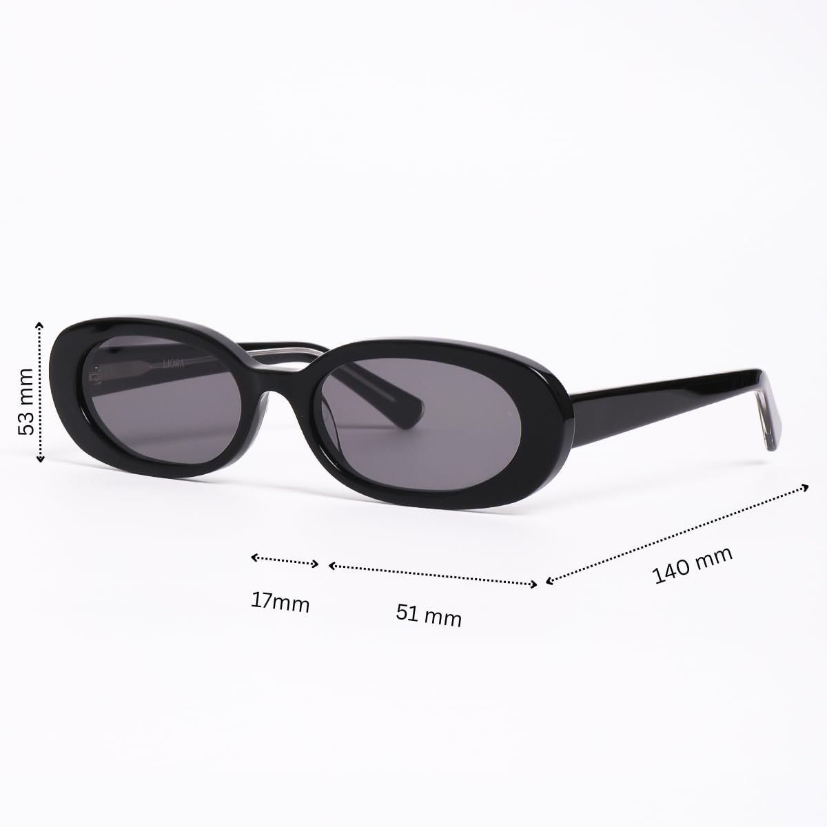 Liora Olivia - Gafas de sol ovaladas, montura delgada de acetato, tonos minimalistas retro de los años 90 para mujer, protección UV400 y funda premium