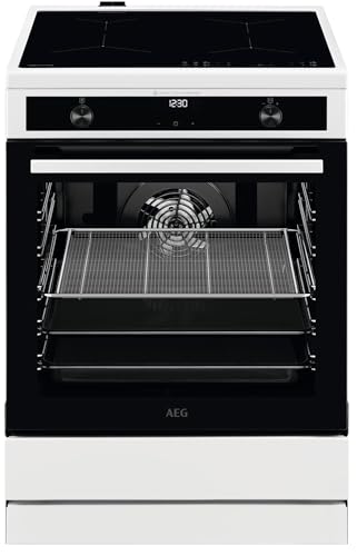 AEG Standherd mit Induktions-Kochfeld 60 cm/SteamBake – mit Feuchtigkeitszugabe/Hob²Hood/Touch-Bedienung/Grillfunktion/Display mit Uhr/Kindersicherung/A / CIB6644BBW