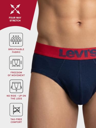 Image of Levi's 031 Supima Cotton Premium Brief for Men with Tag Free Comfort, Smartskin Technology (Pack of 2)
