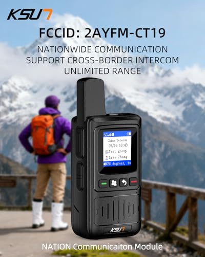 Image of KSUN CT19 Global POC Radio with Data Card, UHF Handheld Radio Long Range Walkie Talkie, 4G Network Radio Portable Dual PTT & Antenna, Rechargeable for Industrial Work, 2 Pack