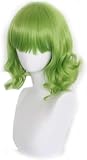 QWIFCMJF -Wig Touhou Project Cosplay Yuuka Kazami Wig,Short Curly Green Wig,Costume Halloween Wig,for Halloween,Costume Party, Show,Cosplay Event,Concerts Wig