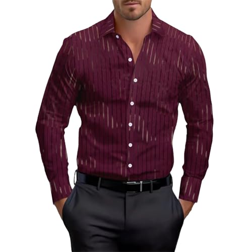 Chemise à manches longues boutonnée rayée homme coupe droite respirante