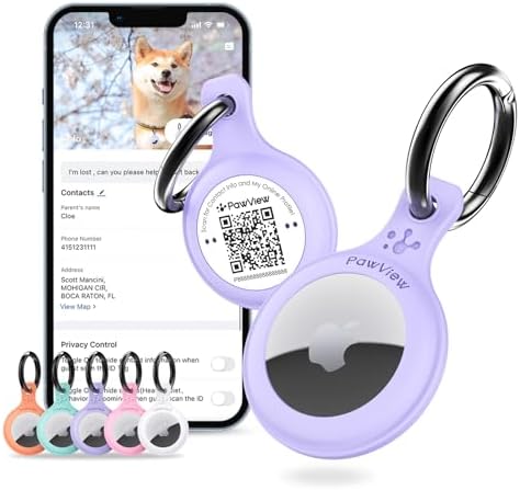 Air tracker Holder & Collar for Pets. GPS Tag & App with Smart QR...