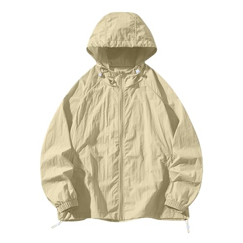 Hoodie Jacket for Men Summer Thin Shirt Long Sleeve Sun Protection Hooded Tops Outdoor Hiking Zipper Top with Pocket