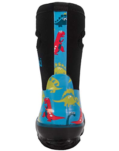 OAKI Kids Neoprene Rain Boots – Waterproof Insulated Outdoor Boots for Rain & Snow, Pull-On Muck Style Footwear, Playful Dinosaur Print, 4Y