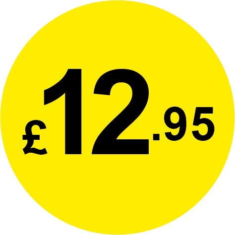 Permanent Adhesive - Black & Yellow 30mm Price Stickers/Labels from £5.45 to £17, 500, £12.95 — image 1