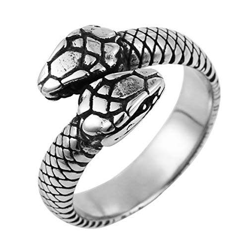 HZMAN Snake Ring Men Women Gothic Jewelry Retro Animal Fashion Personality Stainless Steel Ring