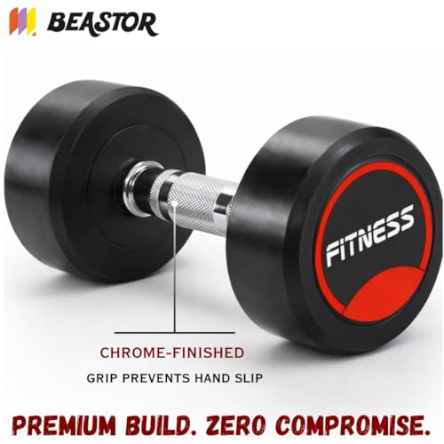 Image of Bouncer Dumbbells pair of 12.5x2 | Professional Round Dumbbells for Home & Gym | Heavy Duty Rubber Coated Weights for Strength & Fitness Training (Black, 12.5kg)