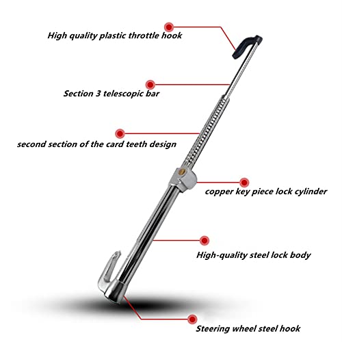 Bonikluba Universal Steering Wheel Lock Bar-Anti-Theft Steering Wheel Pedal Brake Lock Retractable Double Hook Car Security Device For Cars,Suv,Truck Etc With 3 Keys #TOP2