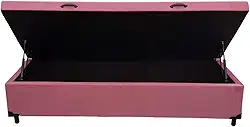 Cama Box Baú Solteiro Suede Rosé Com Pistão A Gás