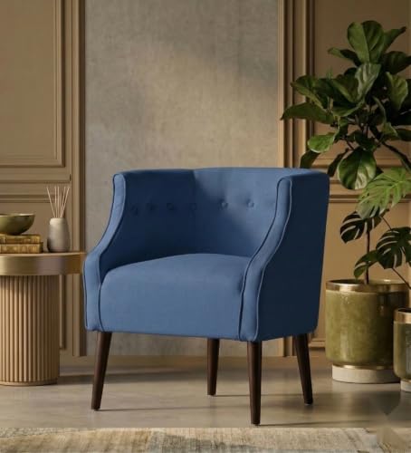 Image of Velum 3 Seater Sofa for Living Room & Office | Premium Fabric Upholstery | Solid Wood Frame | Comfortable Seating | 3 Years Warranty (Blue, Chair)