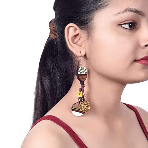 Image of Handcrafted Boho & Tribal Earrings for Women - Wooden, Brass & Terracotta Statement Designs in Drop, Hoop, Loop & Dangle Styles