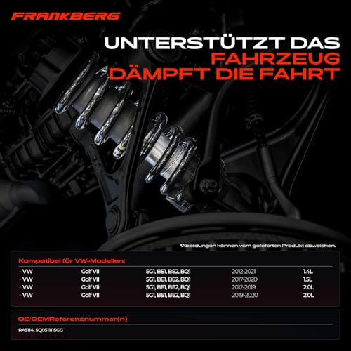 Frankberg 2x Fahrwerksfeder Hinterachse Links Rechts Kompatibel mit Golf VII 5G1 BE1 BE2 BQ1 2012-2021 Replace# 5Q0511115GG