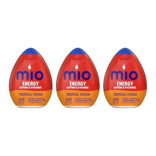 Image of MiO Energy Liquid Water Enhancer for Caffeine, Vitamins and Sugar Free Hydration Drink Mixing, Naturally Flavored Water Drops, Tropical Fusion, 1.62 Fluid Ounce (Pack of 3)