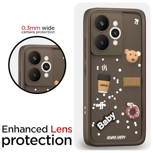 Image of Pikkme Back Cover for Realme 15 5G | 3D Cartoon Silicone Case Cute & Fun Full Protective Bumper Cover (Brown)