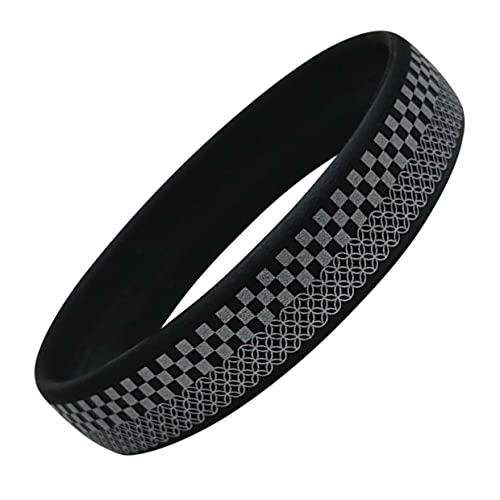 OLUAGE 日本製 静電気 防止 除去 ブレスレット メンズ レディース スパークノンXリストバンド (市松七宝 ブラックxシルバー M サイズ)