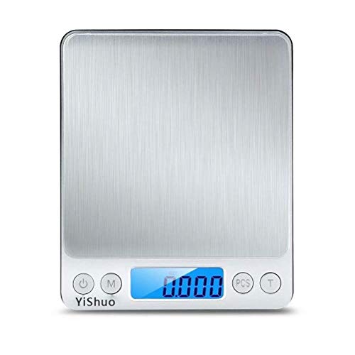 AiPoter Digital Pocket Kitchen Scale 0.01oz/0.1g 3000g Kitchen Food Scale Weight Compact Scale, Tare, Stainless Steel, Backlit Display