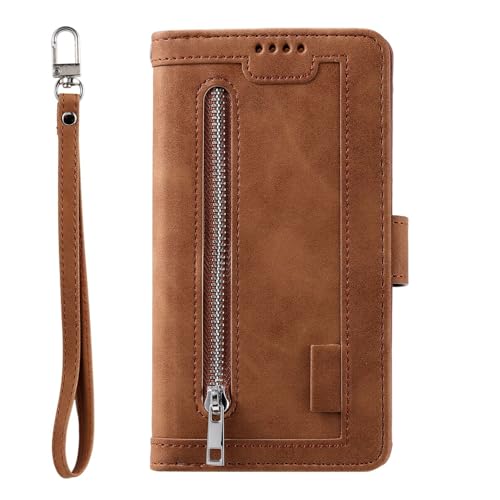 YUNNIAN Portafoglio Classico per Telefono in Rilievo con 9 Portacarte Guscio Interno Antiurto da Polso Staccabile Smartphone S25 Custodia Telefono con Cinturino da Polso Staccabile