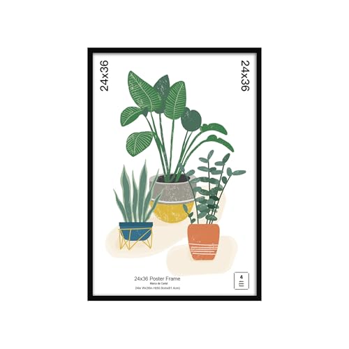 24 x 36 Picture Frame – Black Flat Profile Wall Photo Frame