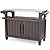 Keter Unity XL Outdoor Kitchen Island Rolling Cart Bar Table & Storage Cabinet, Grill Station with Utensil Hooks for Grilling Accessories, Brown