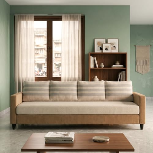 Image of Cavina Plush Comfort Sofa | 4 Seater | Luxury Velvet Suede Fabric | Modern Living Room Sofa | Cream - Beige