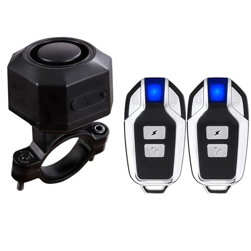 Mengshen Alarma de Bicicleta Recargable con 2 de Actualización de Control Remoto 110dB Loud Impermeable Antirrobo Vibración Alarma para Ebike Motocicleta Scooter Coche Incluye Cable Carga