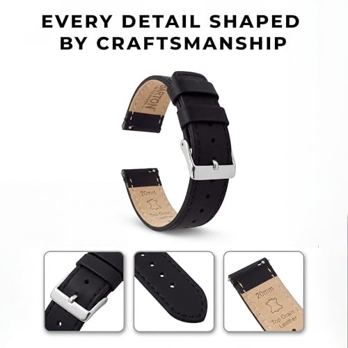 Image of BARTON WATCH BANDS - Top Grain Leather Watch Bands Compatible with Apple Watch Models - 1, 2, 3, 4, 5, 6, 7, 8, 9, 10, SE, Ultra & Ultra 2