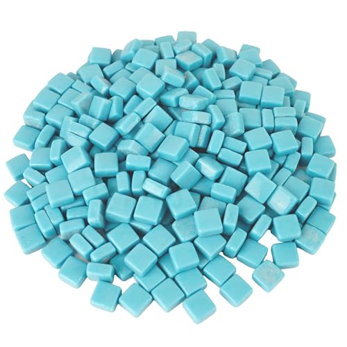 Samjobroad Glass Mosaic Craft Tiles – 10mm Square Mosaic Pieces, 300g Glass Tiles for Mosaic Art, Bathroom, Kitchen, Home Decoration, and DIY Projects – Light Blue by Samjobroad - Used condition - Image 2