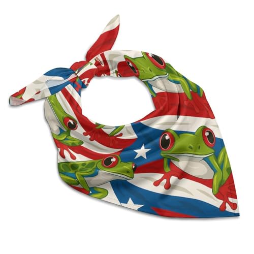 NanZYang Puerto Rico Flag Tree Frog Bandana Square Neckerchief for Women Printed Scarf Headband Handkerchief 18"×18"