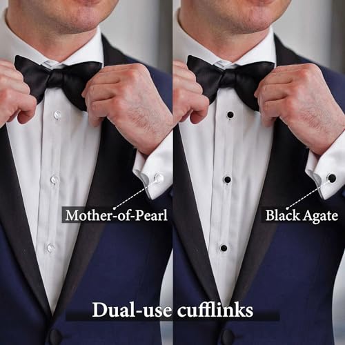 Image of HAWSON Fashion Mother-of-Pearl Tuxedo Shirt Button and Cufflink Set, Specially Designed for Wedding Business