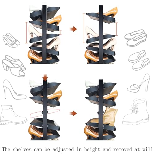Étagère à chaussures rotative 16 niveaux solution gain de place entrée - 6