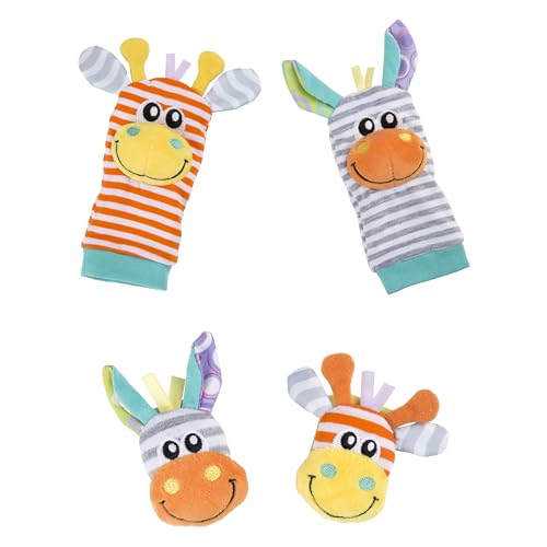 Playgro Wrist Rattle and Foot Finder Set - Engaging Developmental Toys for Babies 0-12 Months with Adorable Jungle Friends - Baby's First Rattle Socks & Hand Entertainment, an Ideal Baby Kicking Toy