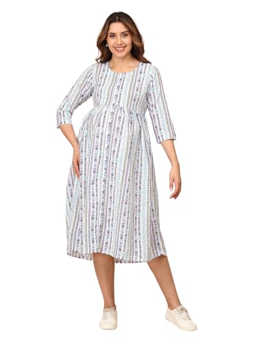 Image of The Mom Store Maternity and Nursing Sleeveless Dress for Women | Casual Dress | Pre and Post Pregnancy Wear | Printed Stylish Dress for New Mom | Trendy Dresses for Women's
