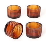 4 Pack Tealight Amber Candle Holders, Votive Tea Light Candle Holder