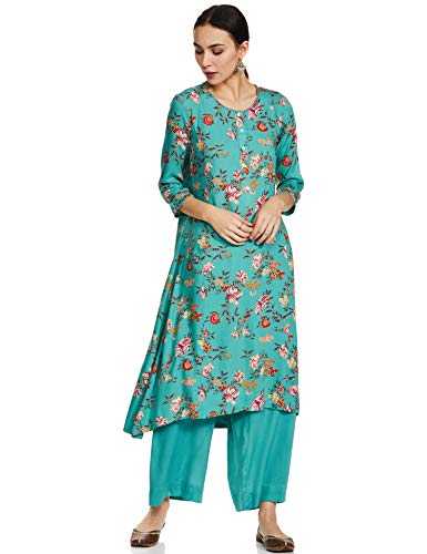 Image of BIBA Women Viscose A Line Printed Suit Set