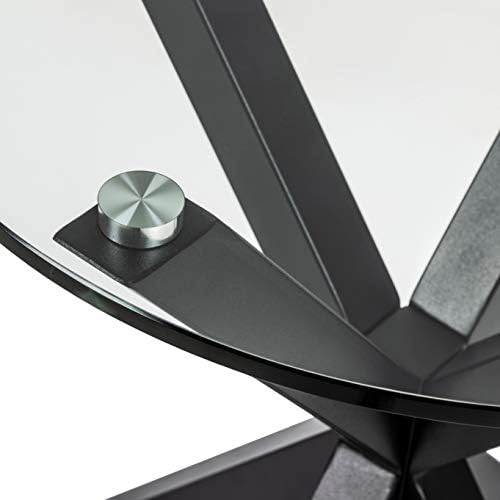 Amazon Brand - Zala side table, 50 x 50 x 55 cm cm, Clear table top and Black Metal Base